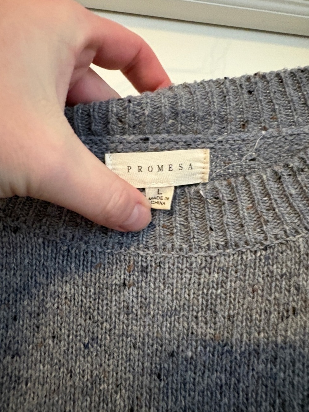 Promesa Crewneck Layering Ruffle Oversized Grey Sweater Large Capsule Wardrobe - Picture 2 of 5